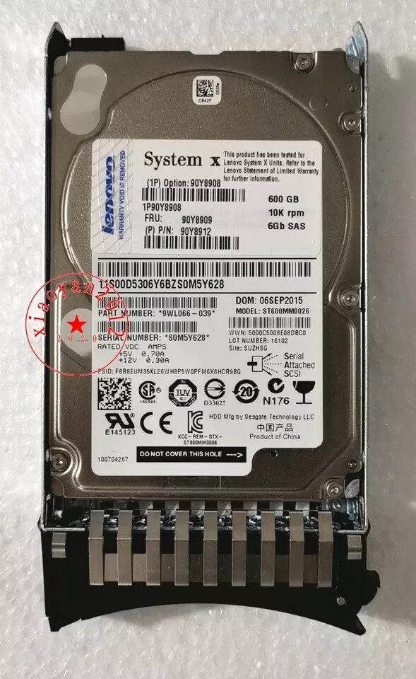 90Y8908 IBM/ Lenovo 600GB 10K SAS 6GBPS 2.5" SAS HDD 90Y8912 90Y8909
