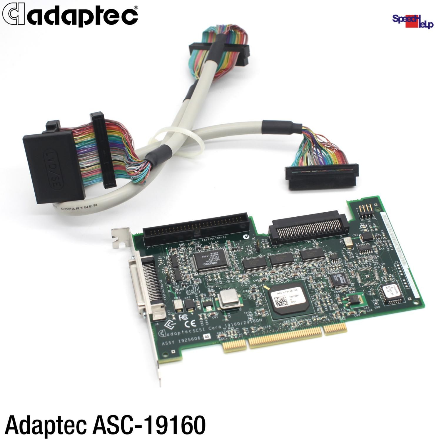 Adaptec ASC-19160 SCSI PCI Slot Controller Adapter 68-50-Pin POL 29160N Cable