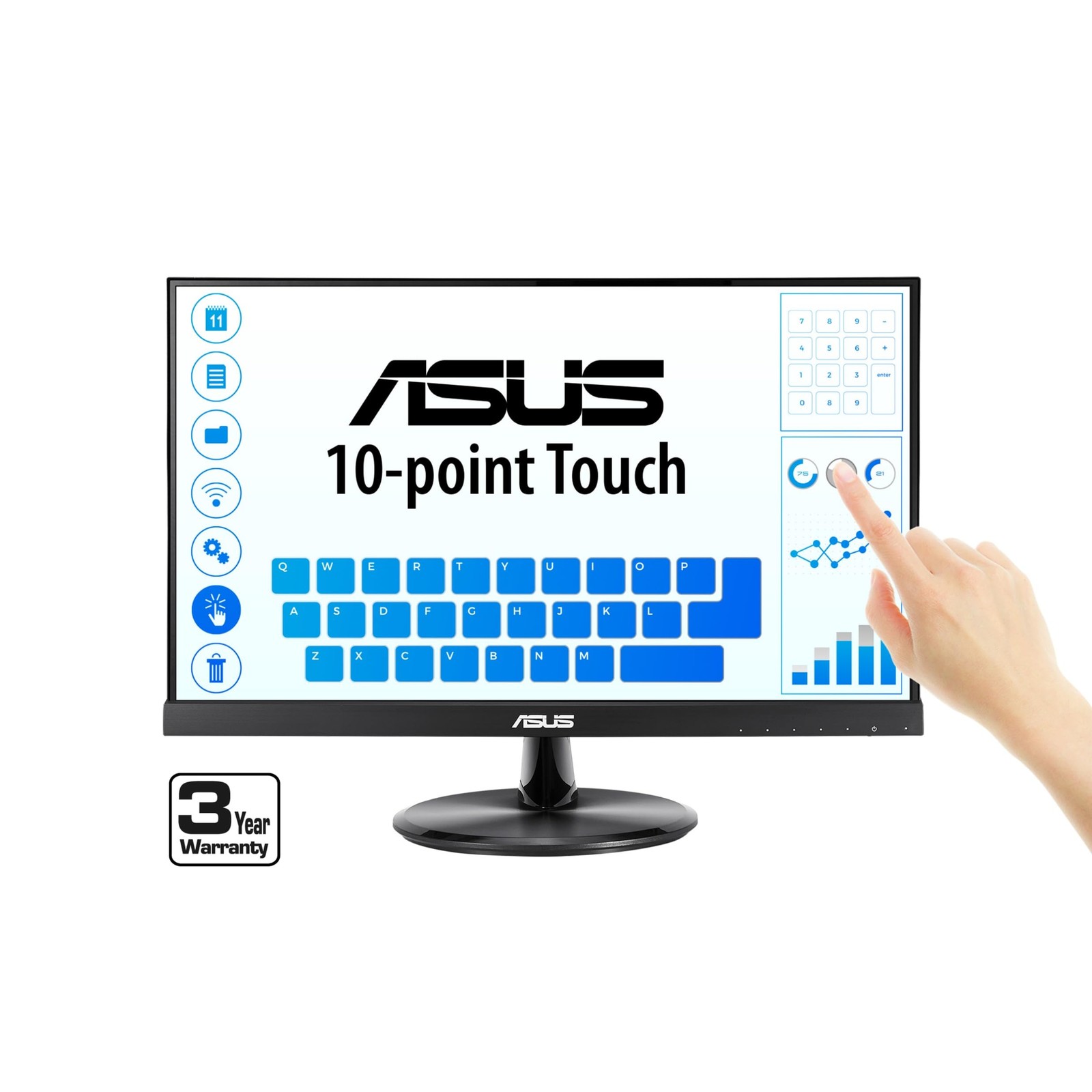 ASUS VT229H 21.5" Monitor 1080P IPS 10-Point 21.6” Touch Screen, BLACK