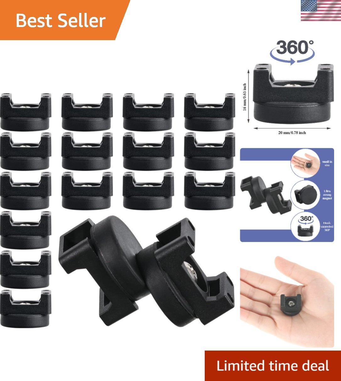Multipurpose 15 Pcs Magnetic Cable Holder Clips - 22mm Easy Install System