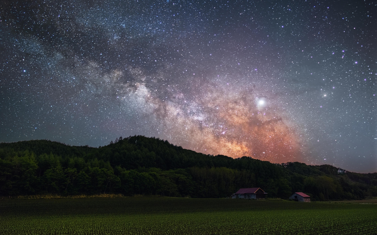 Landscape milky way night long exposure japan field Custom Gaming Mat Desk