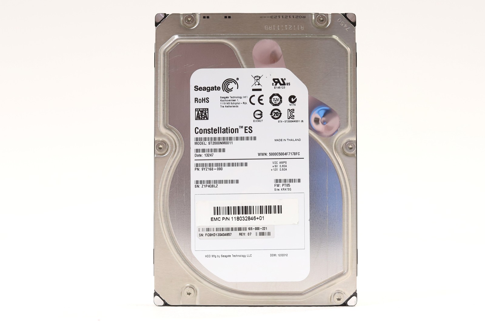 EMC ST2000NM0011 2TB 3.5" 6Gb/s 64MB 7.2K RPM SATA HDD P/N: 118032846+01 Tested
