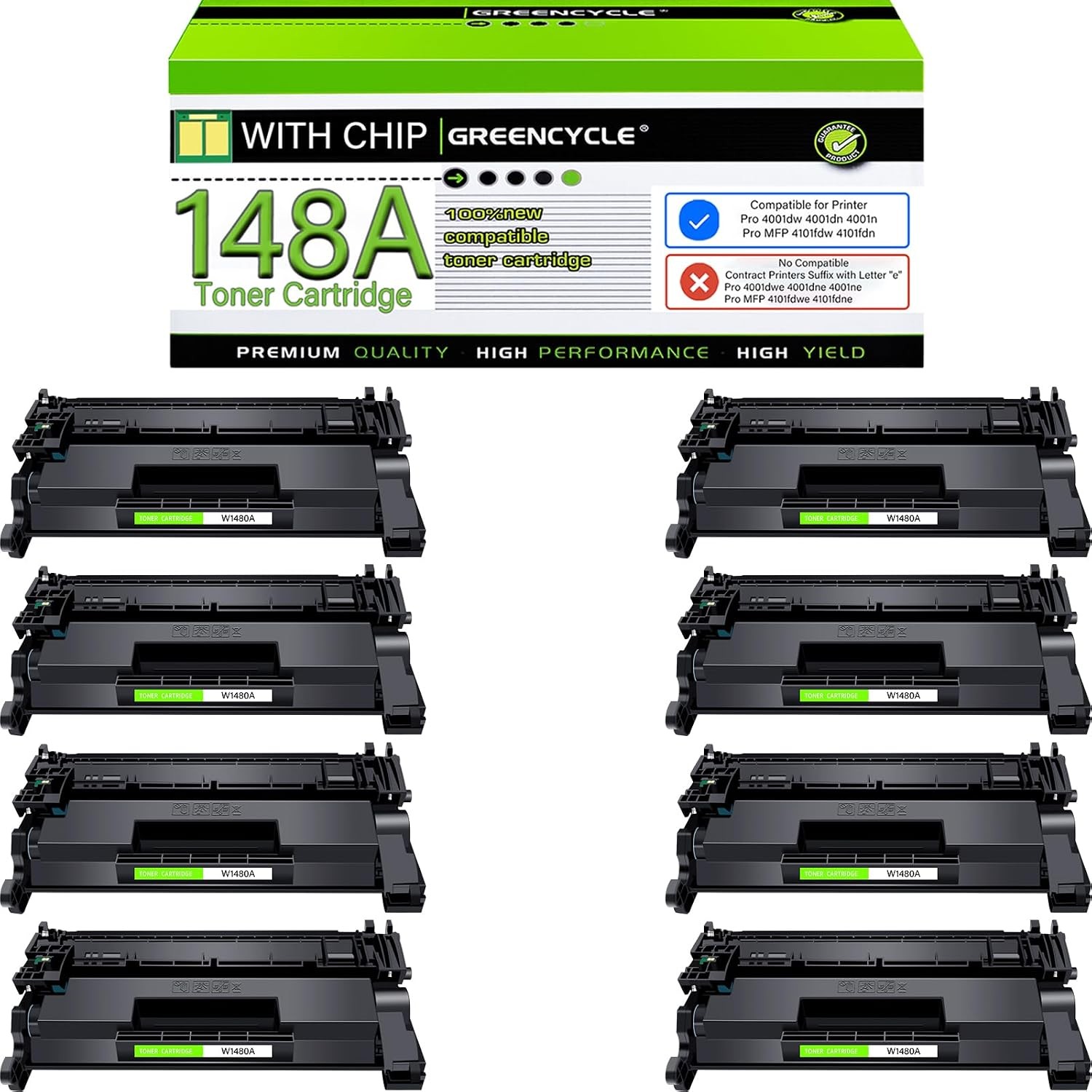 8PK W1480A Toner Cartridge with Chip for HP Pro 4001dw 4001dn 4001n MFP 4101fdw