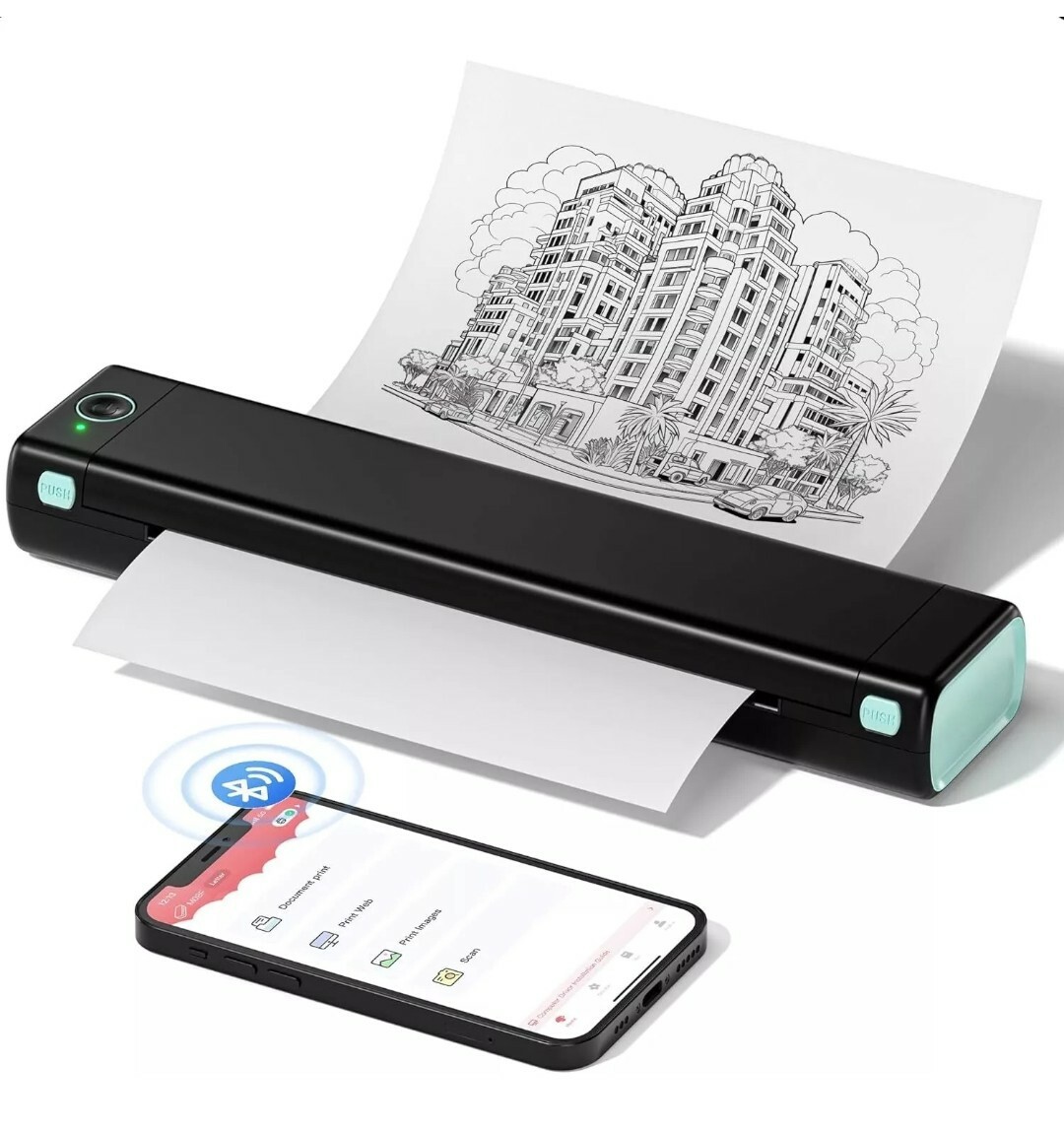 Phomemo M08F GREY SILVER A4 Portable Wireless Bluetooth Thermal Printer + Case