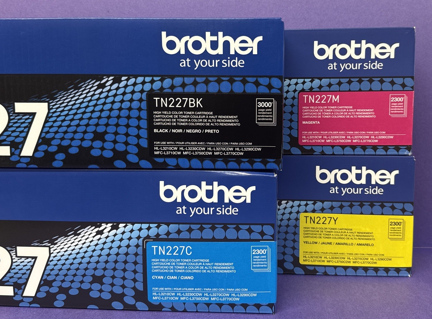 Brother TN227 4 Pack High Yield Color Toner Set (BK/C/M/Y)