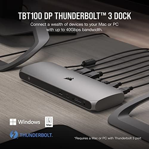 CORSAIR TBT100 DP THUNDERBOLT™ 3 DOCK WITH DISPLAYPORT - 2X -  BLACK/GRAY