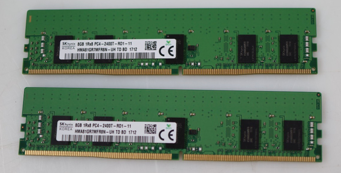 Lot 2x 8GB (16GB) SK Hynix HMA81GR7MFR8N-UH PC4-19200 RDIMM Server Memory