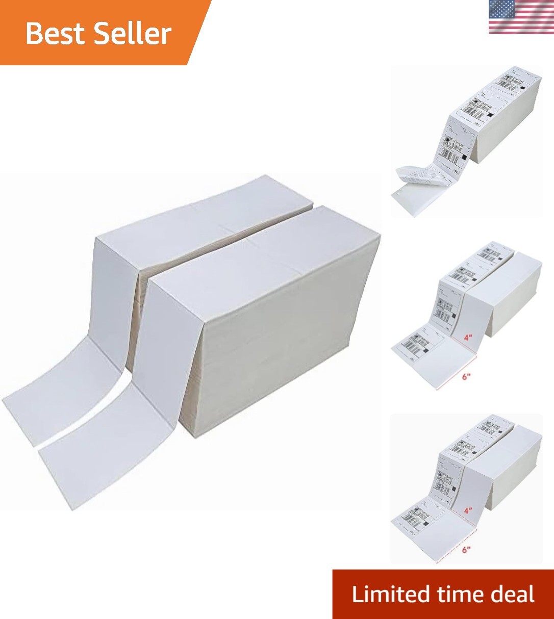Versatile 4000 Pack of 4" x 6" Thermal Labels - Perfect for Shipping & Barcodes