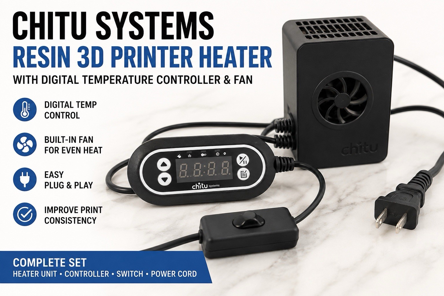 Chitu Systems Resin 3D Printer Heater w/ Digital Temperature Controller & Fan
