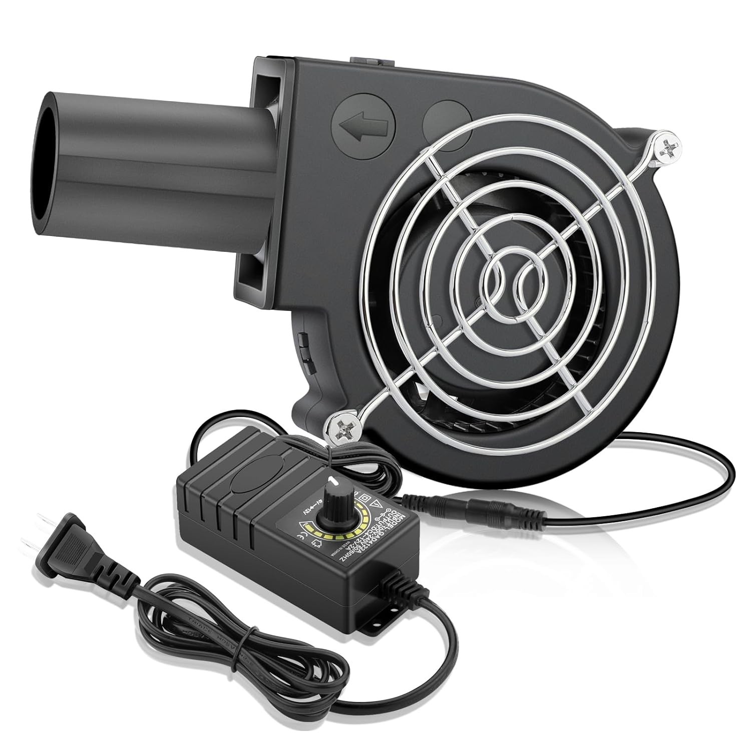 97Mm X 33Mm BBQ Blower Fan 12V with 120V – 240V AC Plug Variable Speed Controll