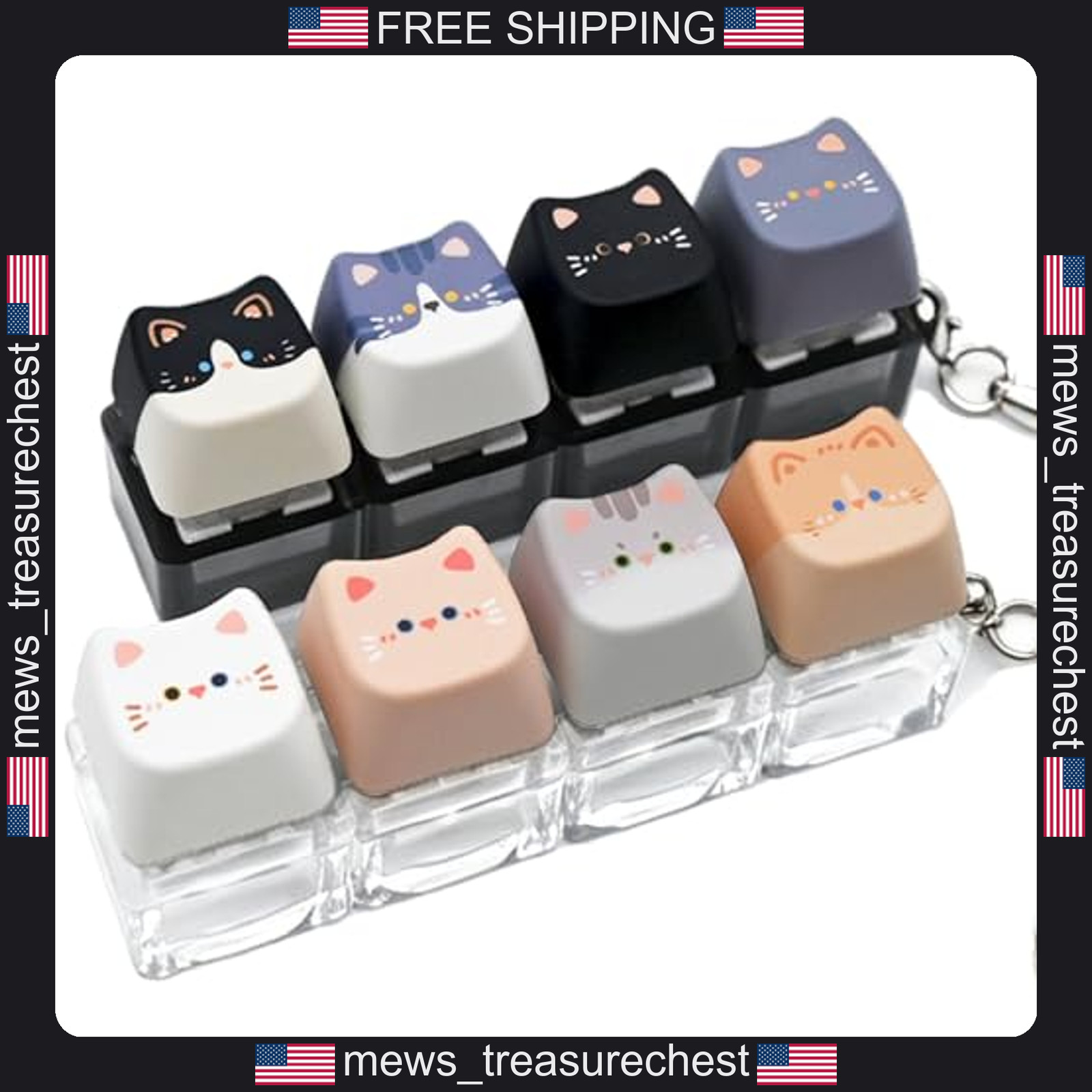 Cat Keyboard Fidget Clicker 4-Key Pack Portable Stress Relief Tool