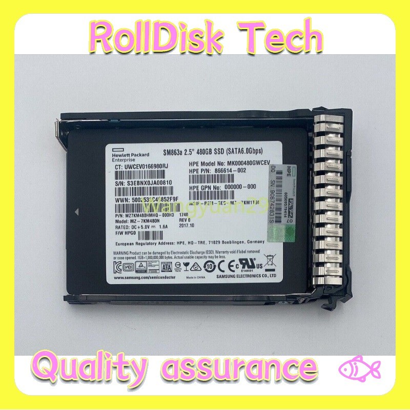 NEW HPE/Samsung 2.5" 480GB SATA 6G G10 Server SSD Replace P09712-B21 P09907-001