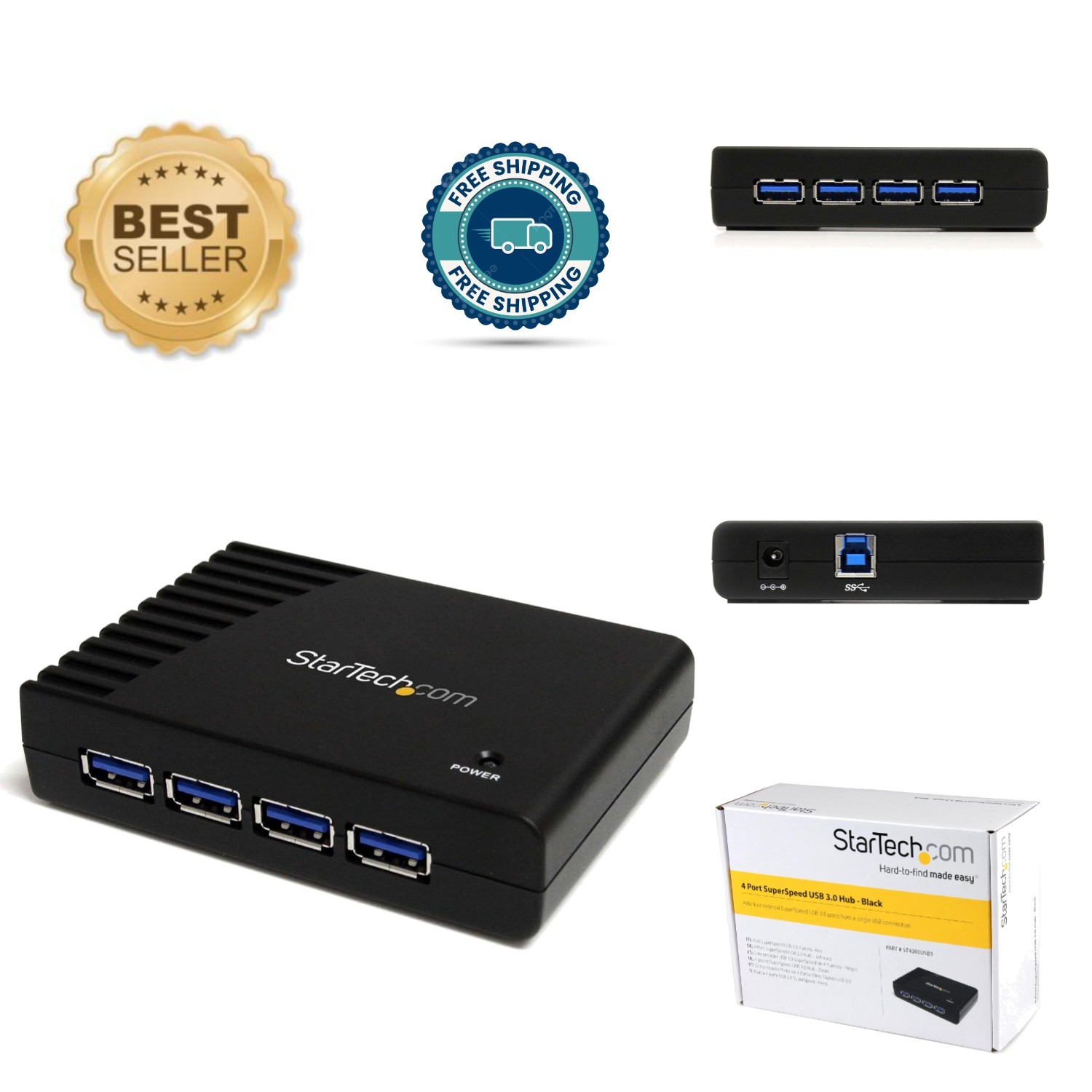 Versatile StarTech 4-Port USB Hub - 5Gbps Speeds, Plug-and-Play Simplicity