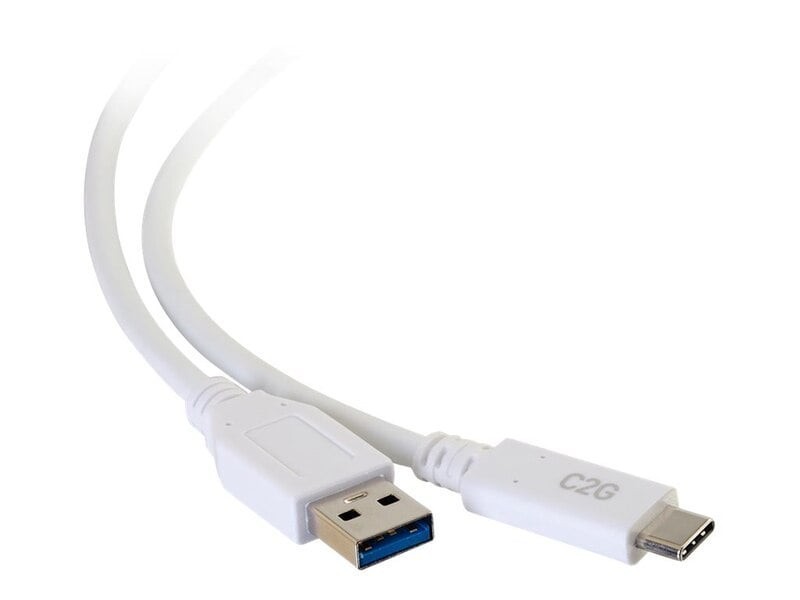 C2G 28837 10 ft. USB 3.0 USB Type C To USB A USB Cable White M-M