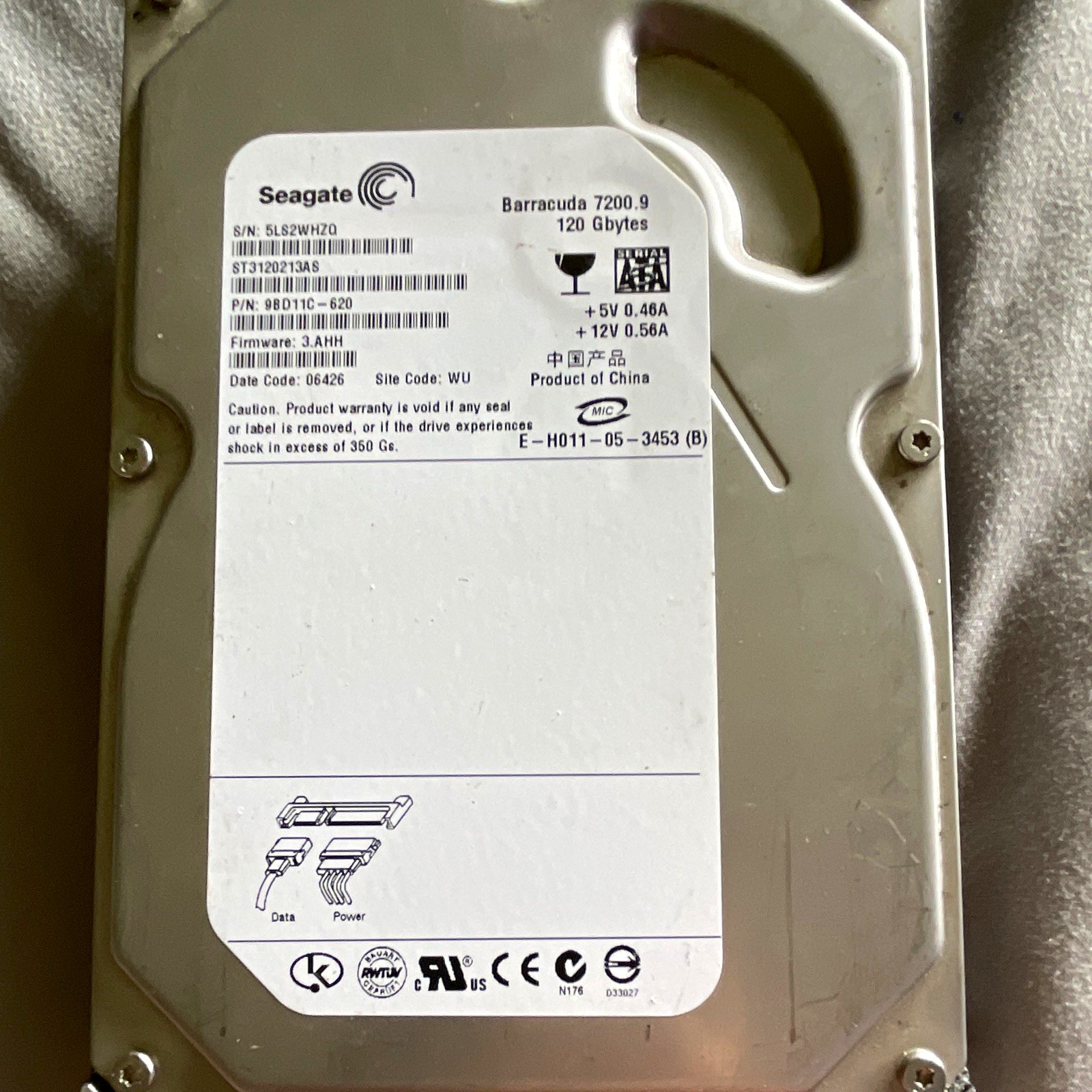 Seagate Barracuda 7200.9 ST3120213AS 120GB 3.5" SATA I 7200RPM 8MB HDD