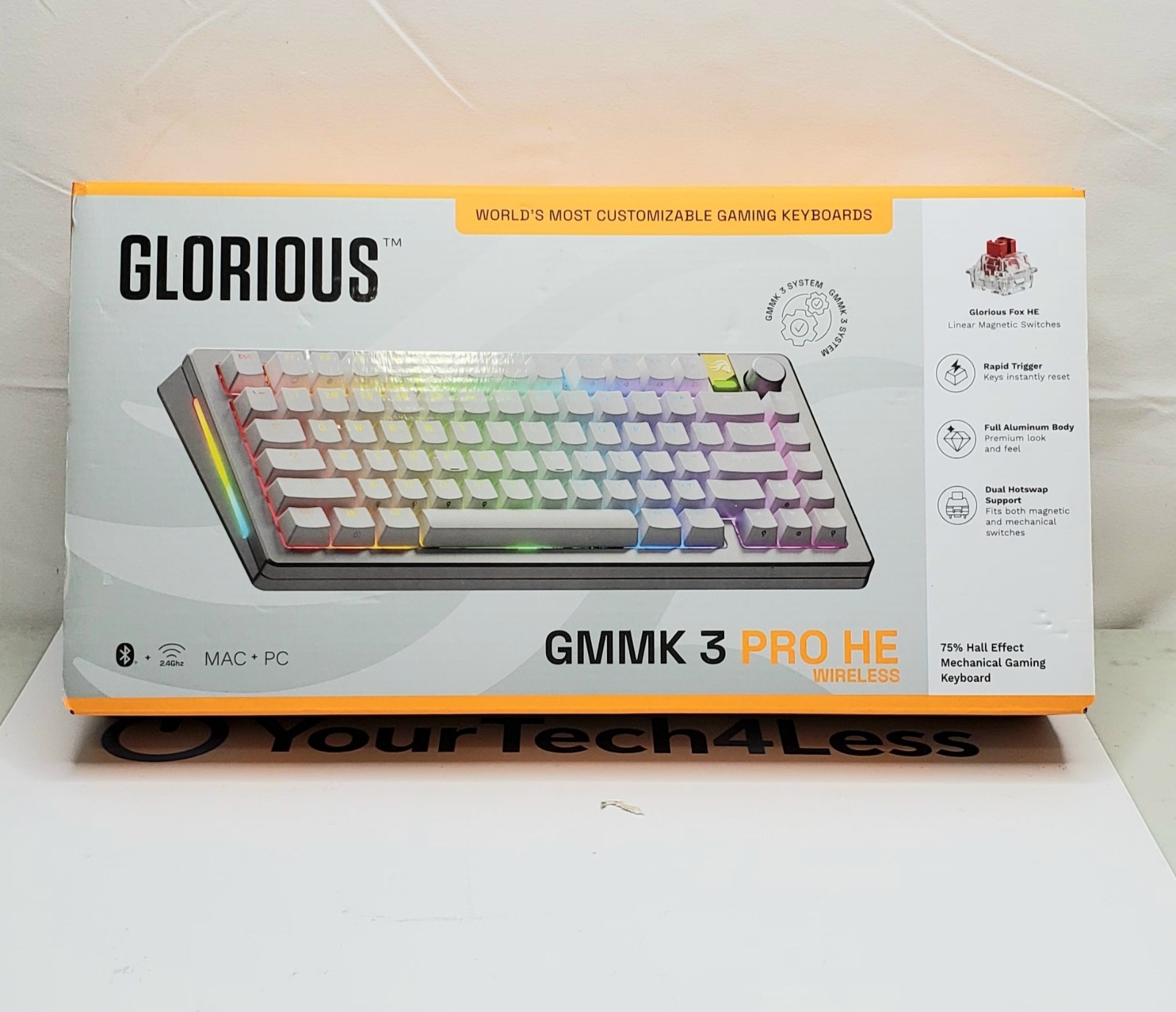 Glorious GMMK 3 PRO HE Wireless 75% Silver Hall Effect  Keyboard, READ DETAILS.
