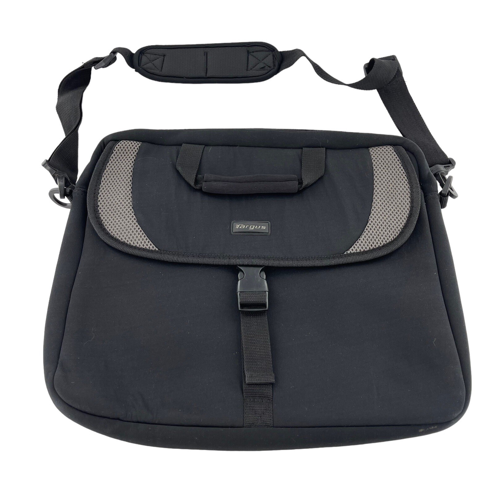 Targus Laptop Messenger Bag Black Grey Mesh Padded Shoulder Strap Case 15in Wide