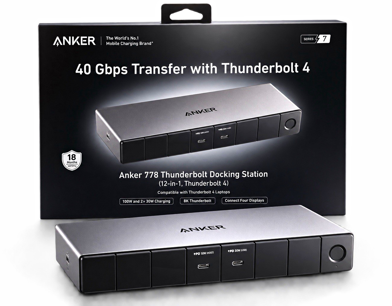 Anker 778 12-in-1 Thunderbolt 4 Docking Station 40Gbps, AC-Powered A83A9
