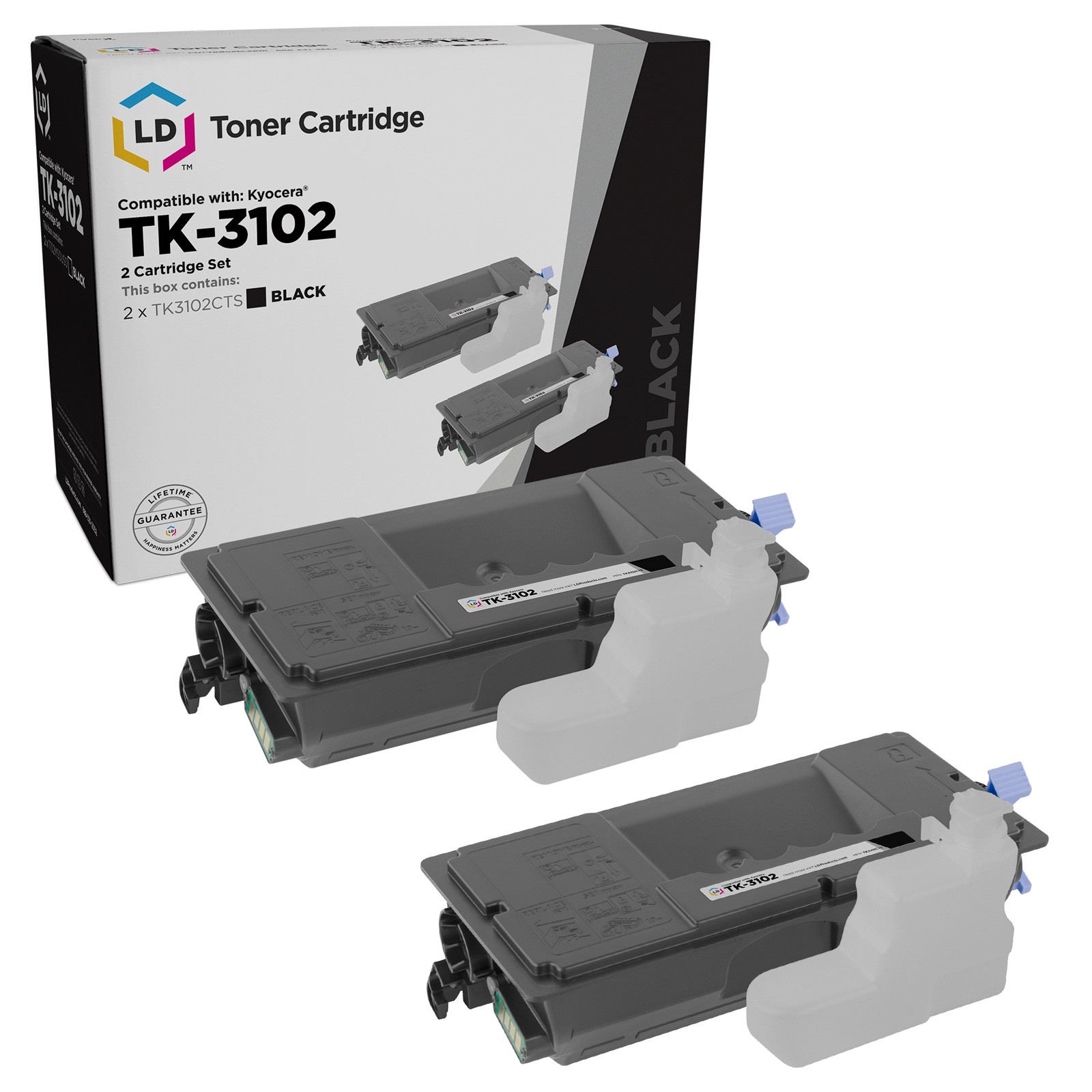 LD Set of 2 Comp Kyocera-Mita Black TK-3102 1T02MS0US0 Toner FS-2100DN