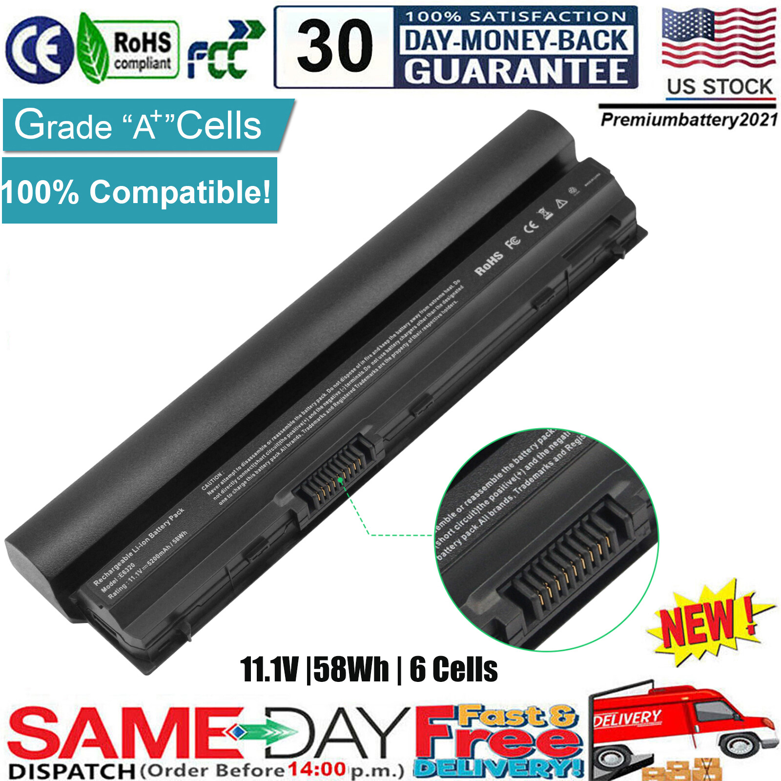 ✅Laptop Battery For Dell Latitude E6220 E6230 E6320 E6330 E6430S RFJMW FRR0G US