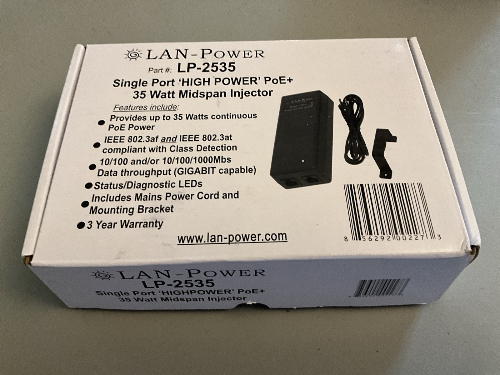LP-2535 High Power PoE+ 35 Watt Midspan Injector- New In Box