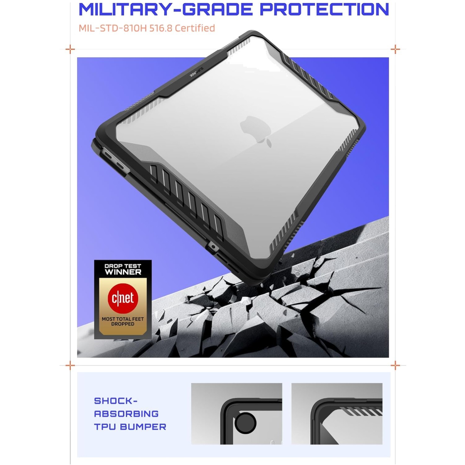 MacBook Neo Case 13" 2026, Black Military-Grade Protection