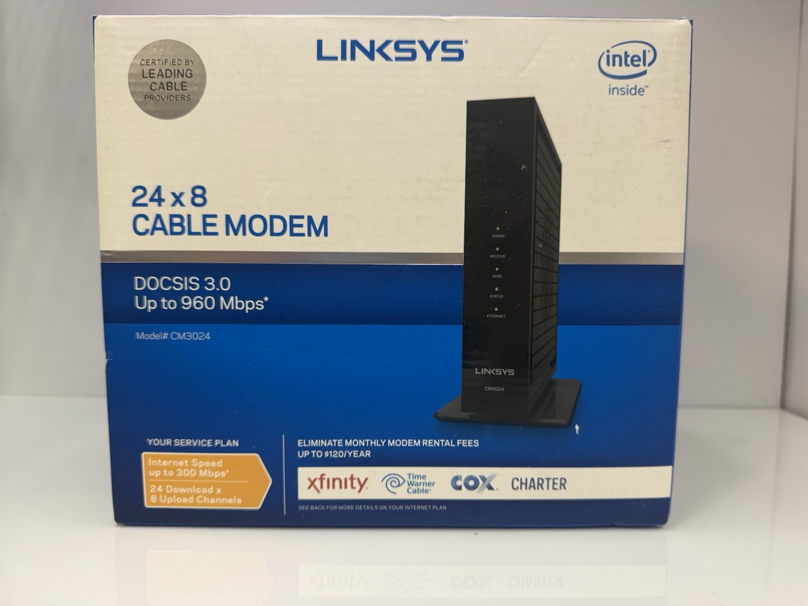 Linksys Modem DOCSIS 3.0 24x8 High Speed Cable Modem CM3024 960Mbps Black
