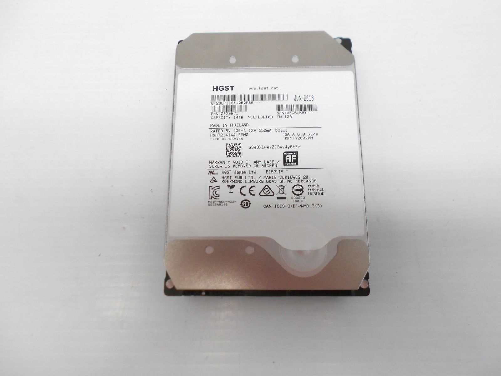 SMR HGST HSH721414ALE6M0 14TB 7.2K AF HOST MANAGED SATA Hard drive 0F29871