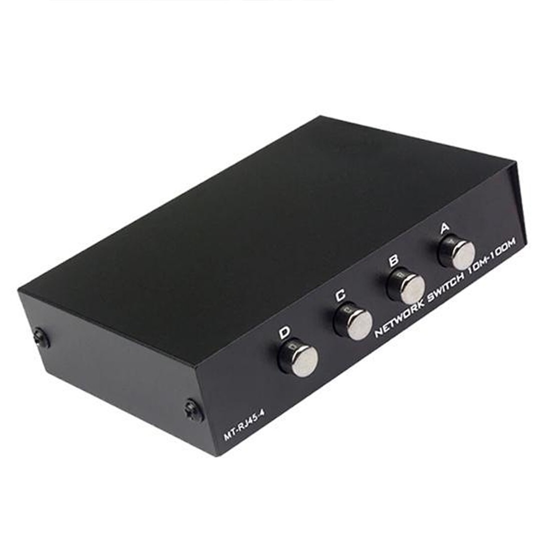 1x4 or 4x1 - 4-Port AB Manual Sharing Network Ethernet RJ45 Switch Selector Box