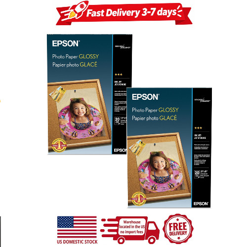 2 pack Epson Photo Paper Glossy Super B Size 13x19 20 sheets S041143