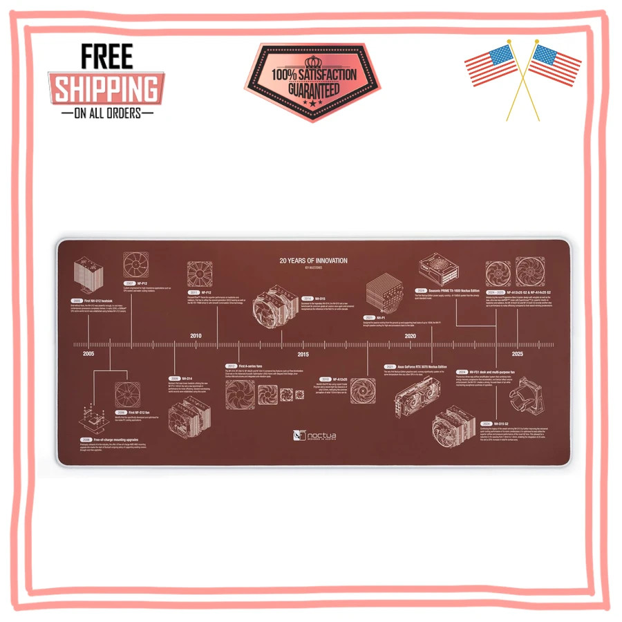 Noctua NP-DM3 Desk Mat 90x40cm 20th Anniversary Edition Mouse Pad Stitched Edge