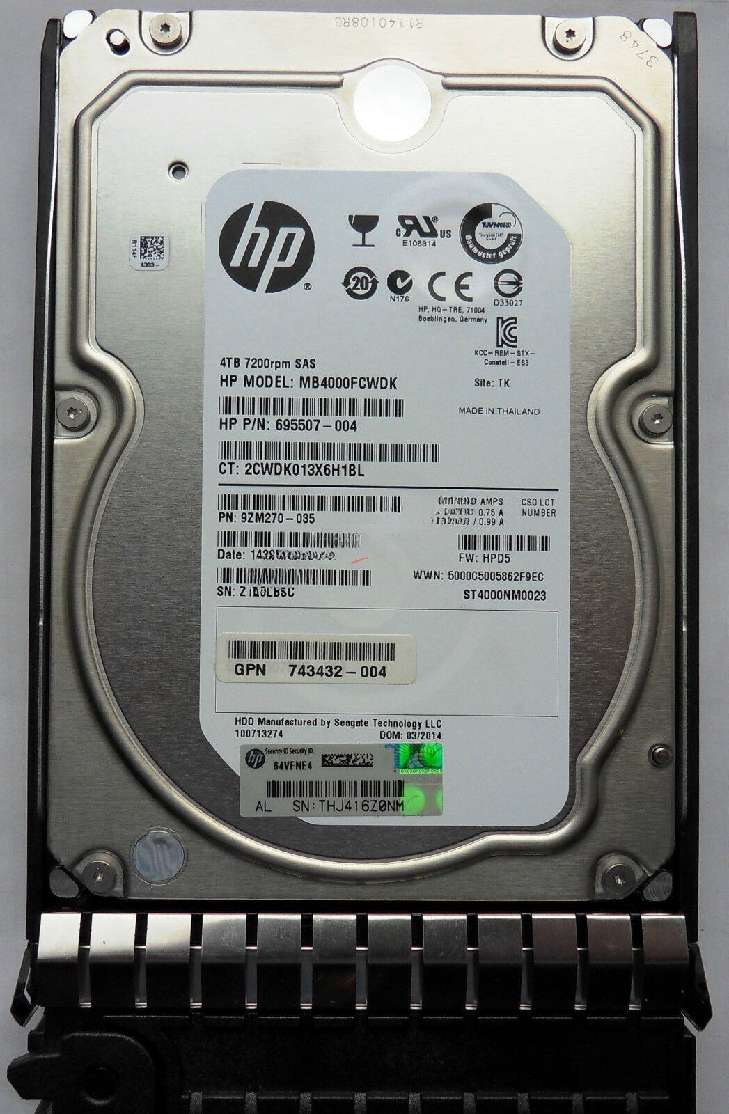 FOR HPE 4TB 693689-B21 693721-001 SAS 6Gb 3.5'' LFF 7.2K RPM SC G7 G8 Hard Drive