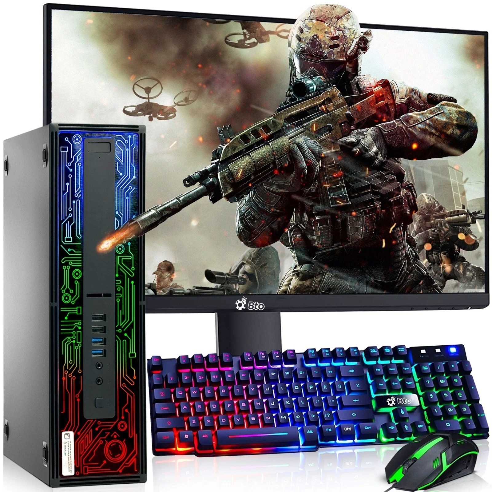 HP 800 G2 RGB Desktop Gaming PC i5-6th 16GB RAM 1TB SSD 24" LED NVIDIA WiFi W11