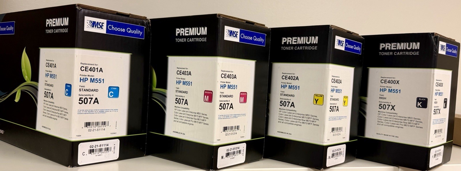 MSE 4PK 507X 507A Toner Set CE400X CE401A CE402A CE403A HP Enterprise M551 M575