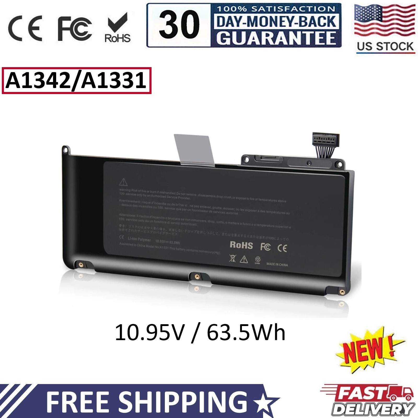 A1331 Battery For Apple MacBook Pro 13" 15" 17" A1342 Late 2009 Mid 2010 Unibody