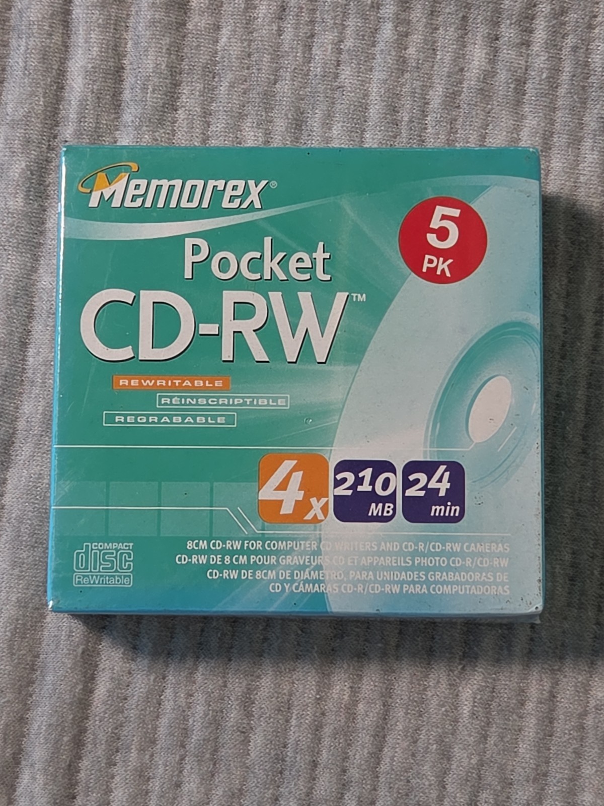 NISP Memorex 3202 3432 Pocket CD-RW 5 PK Rewritable CD Media 210MB 4x 24 Min