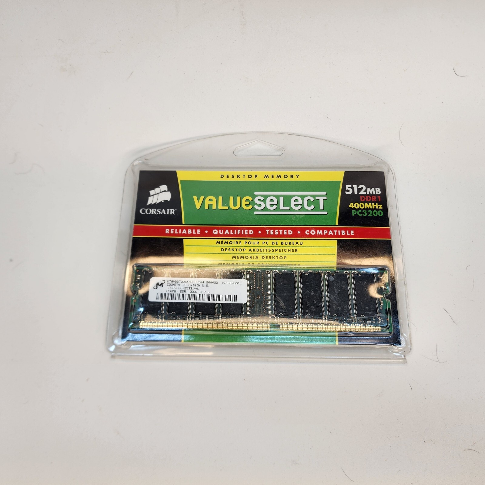 New Corsair Value Select Note book Memory 512MB DDR1 400MHz PC3200 