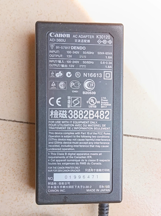 Original Canon K30120 13V 1.8A AC Power Adapter For Laser Printer