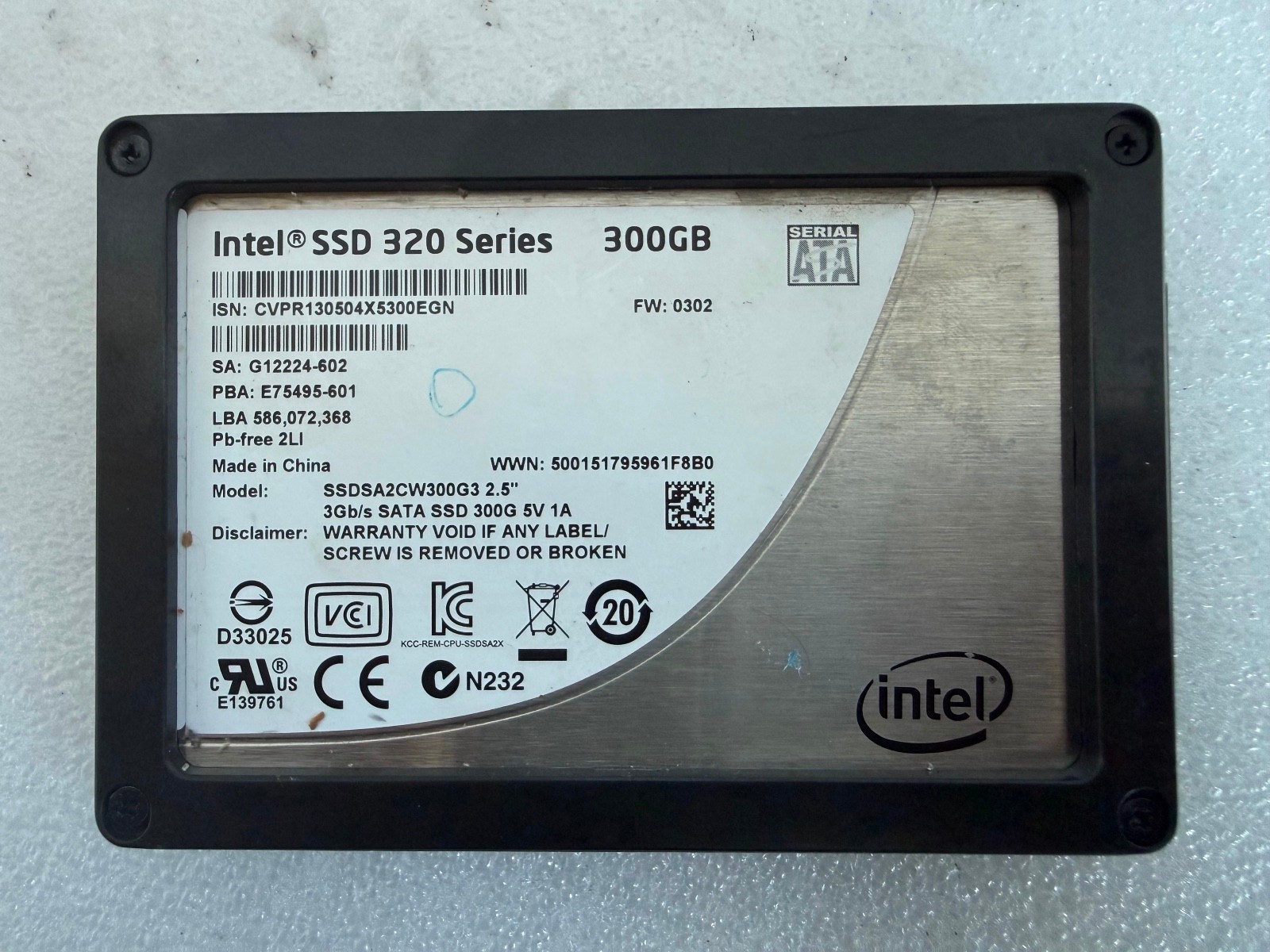 Intel SSD 320 Series 300GB 2.5" SATA 3Gb/s SSDSA2CW300G3 SSD