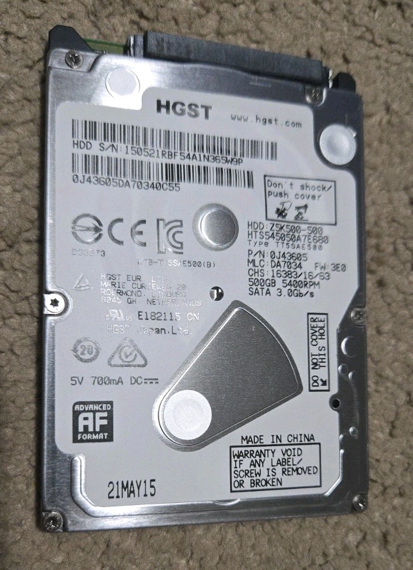 HGST 500GB SATA HDD HARD DRIVE 2.5" Z5K500-500 HTS545050A7E680 5400rpm from PS4