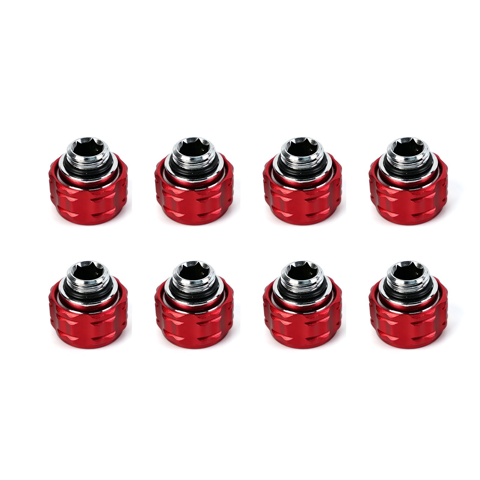 G1/4 Male Thread 14mm Hard Tube Compression Fitting 8 PCS Red PC Water Cooling
