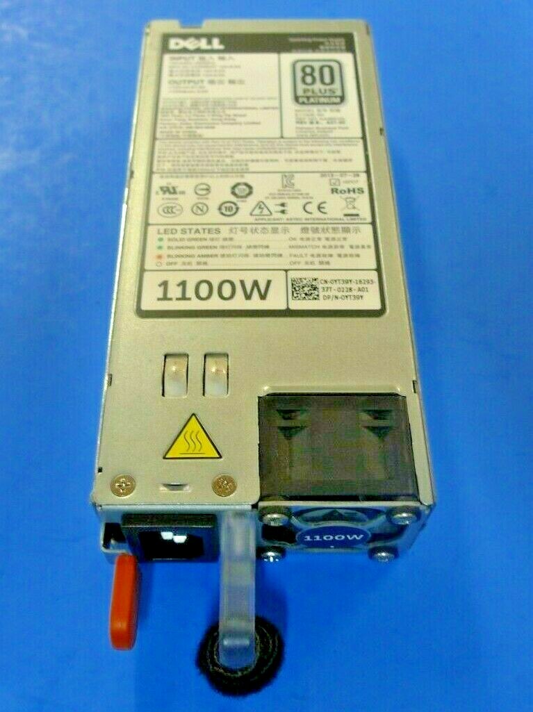 GENUINE Dell PowerEdge R520 R620 R720 1100W Power Supply E1100E-S0 YT39Y