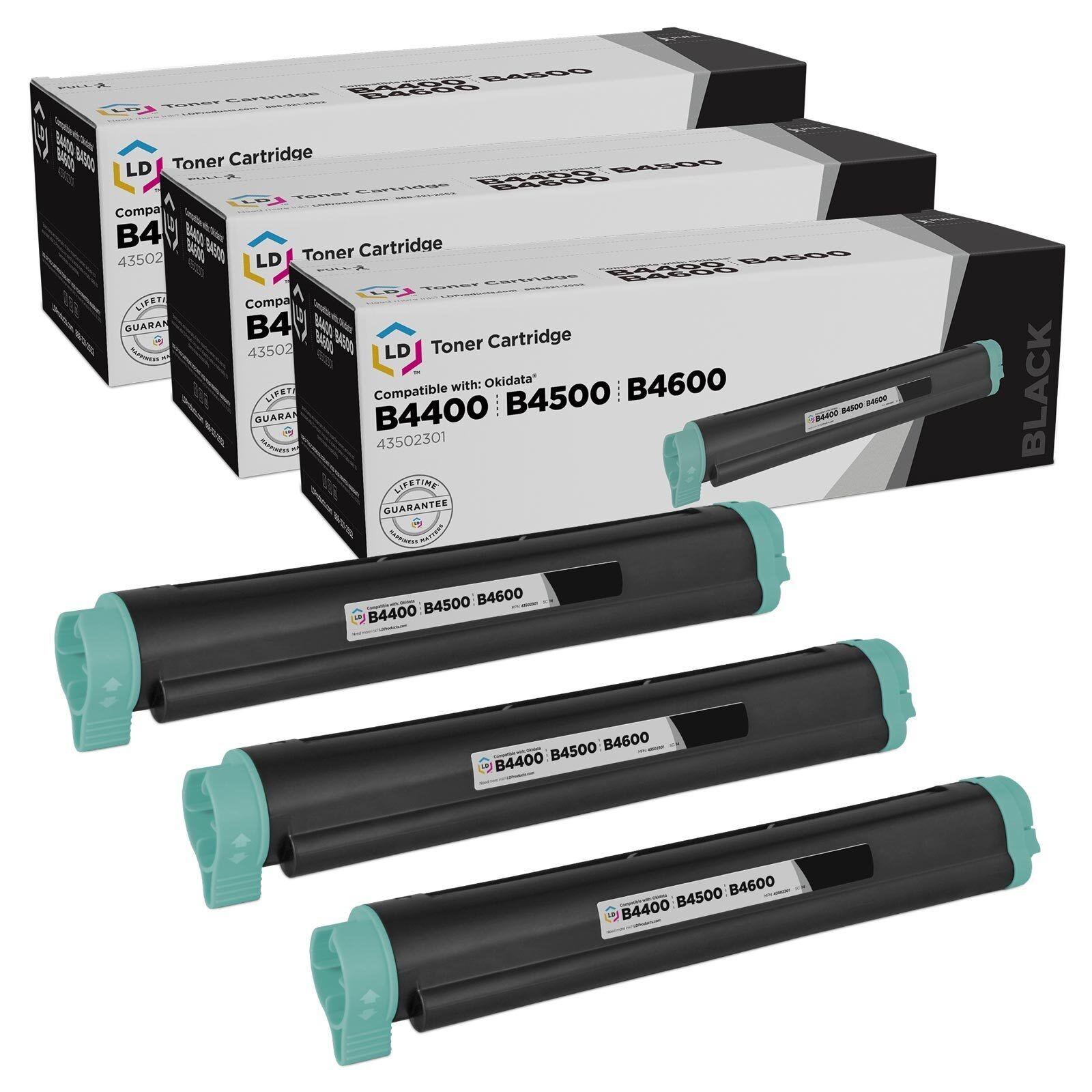 LD Comp Okidata 43502301 3pk Black B4400 B4500 B4550 B4600 Series