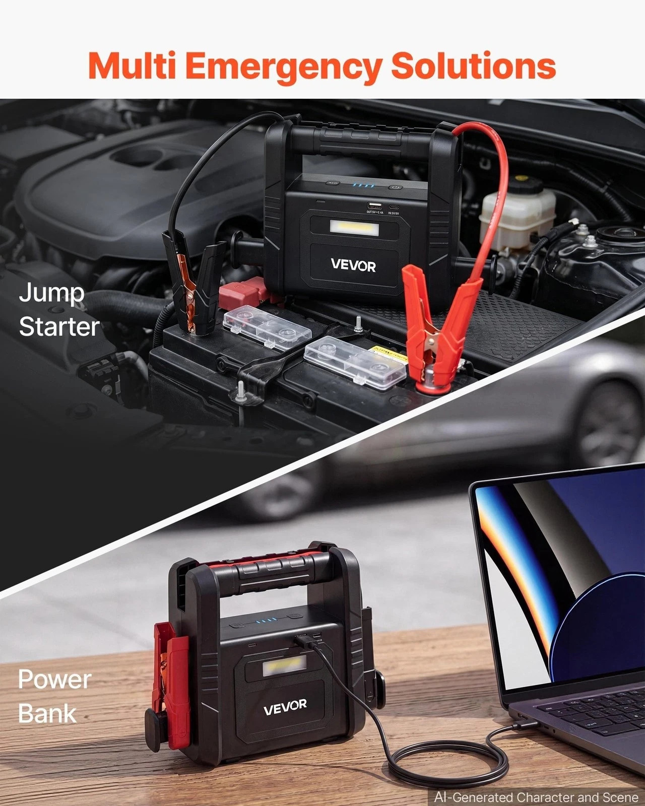  Jump Starter 6000A Peak Portable Car Battery Booster Jump Box 12V, for Up to Mo