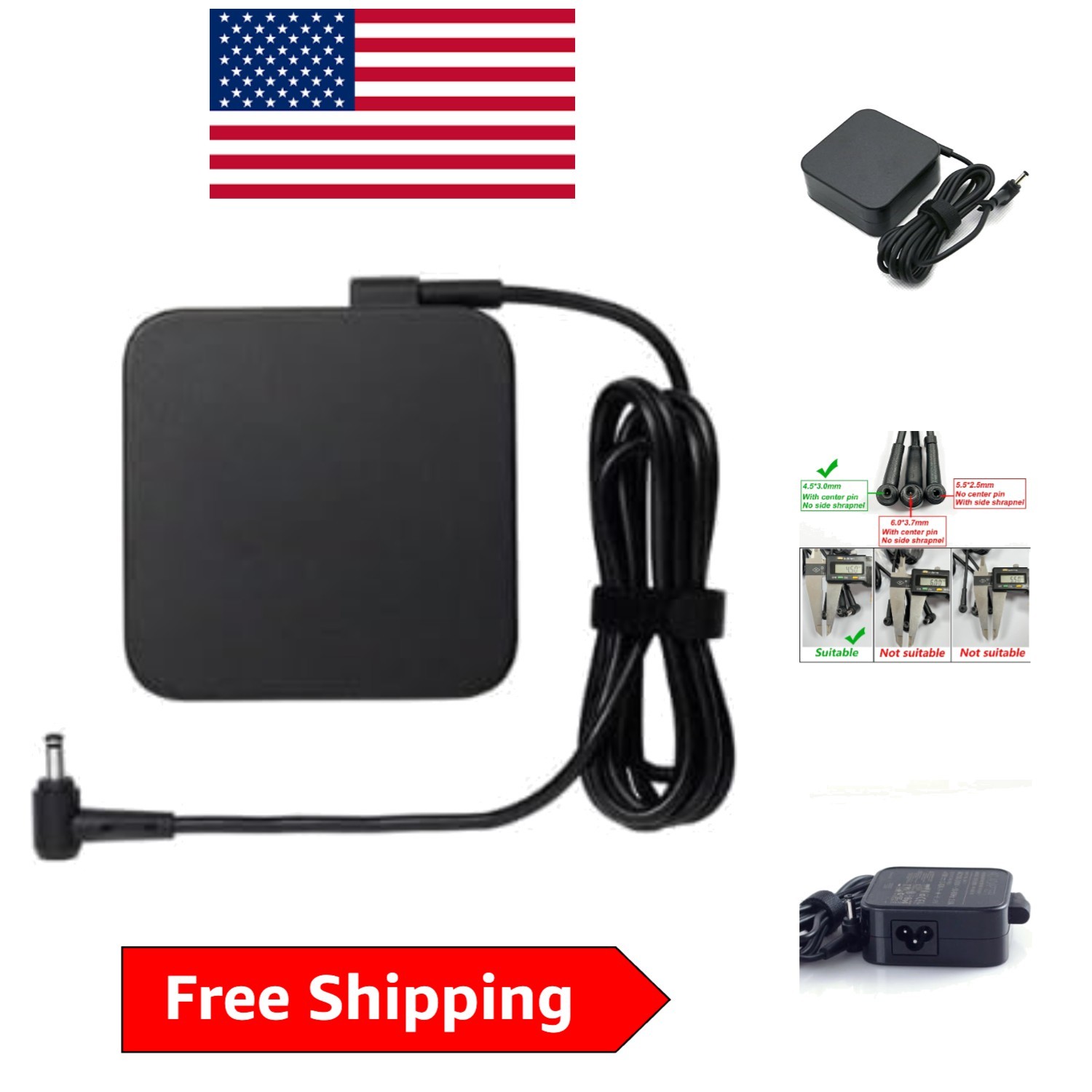 Versatile 65W ASUS AC Adapter - Lightweight Charger with USB Port for Travel