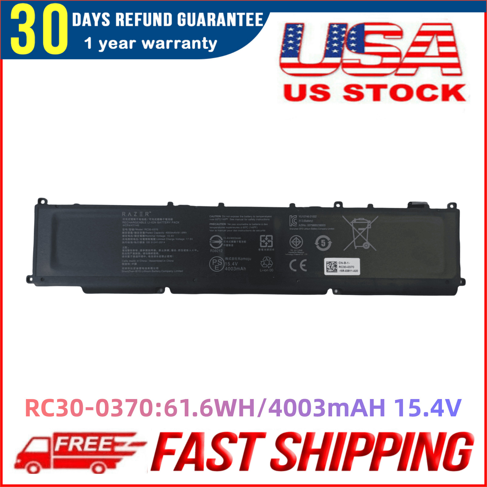 RC30-0370 100% New Genuine RZ09-0368 Battery For Razer Blade Ryzen 14" 2021 2022