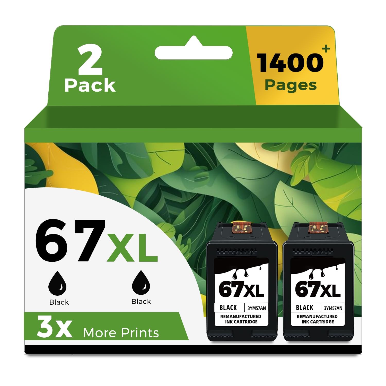 67XL Black High Yield Ink Cartridge Replacement for HP Ink 67 XL HP67XL