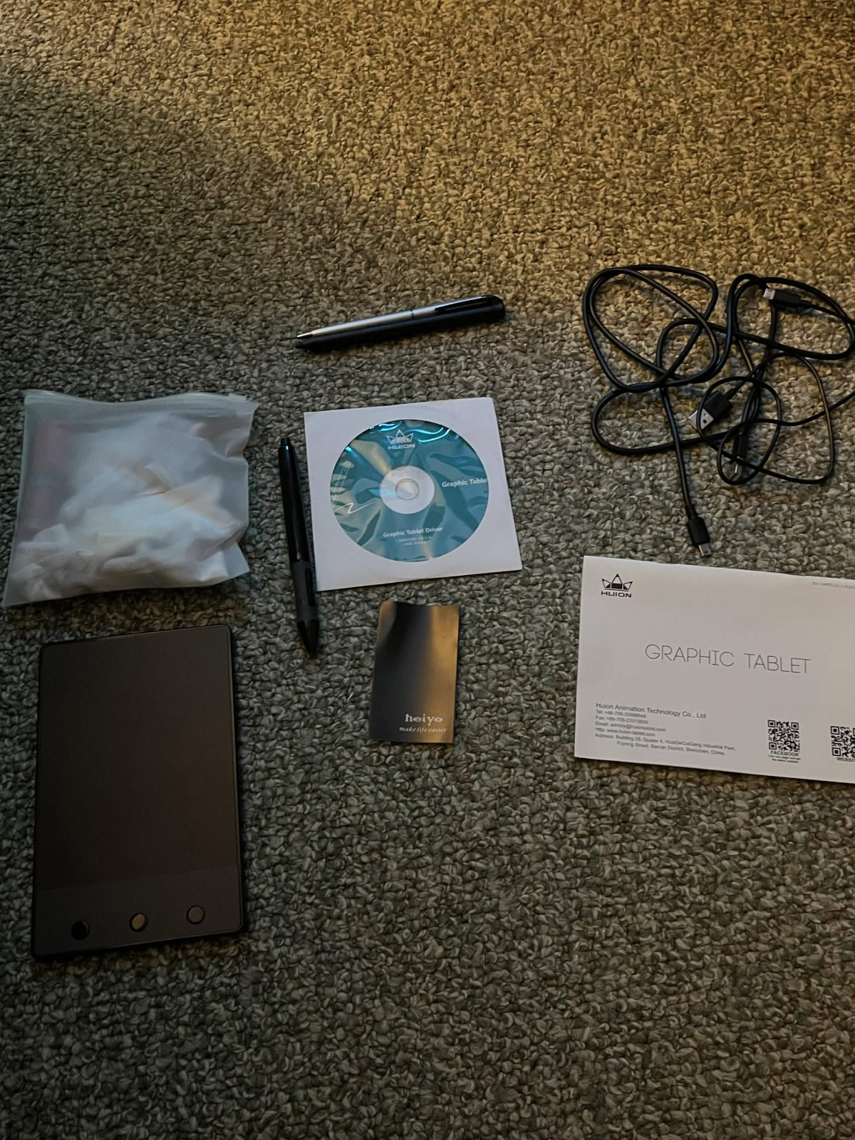 HUION Graphic Tablet; With Cleaning Kit, Manual, Graphic Driver Disk, Two Stylus