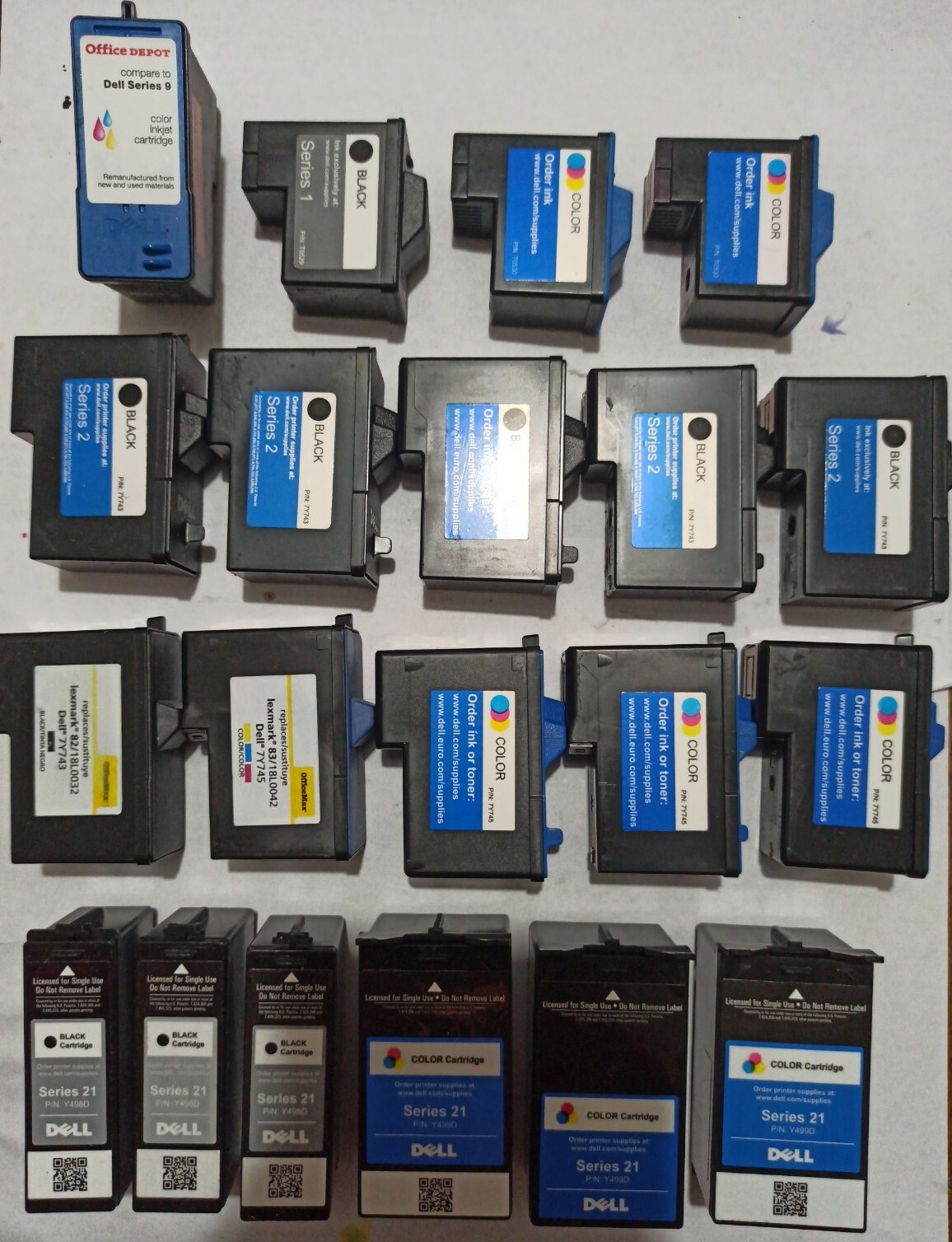 Lot of 20 Genuine Dell series21/7Y743/5 Empty Ink Cartridge VIRGIN/Never Refild