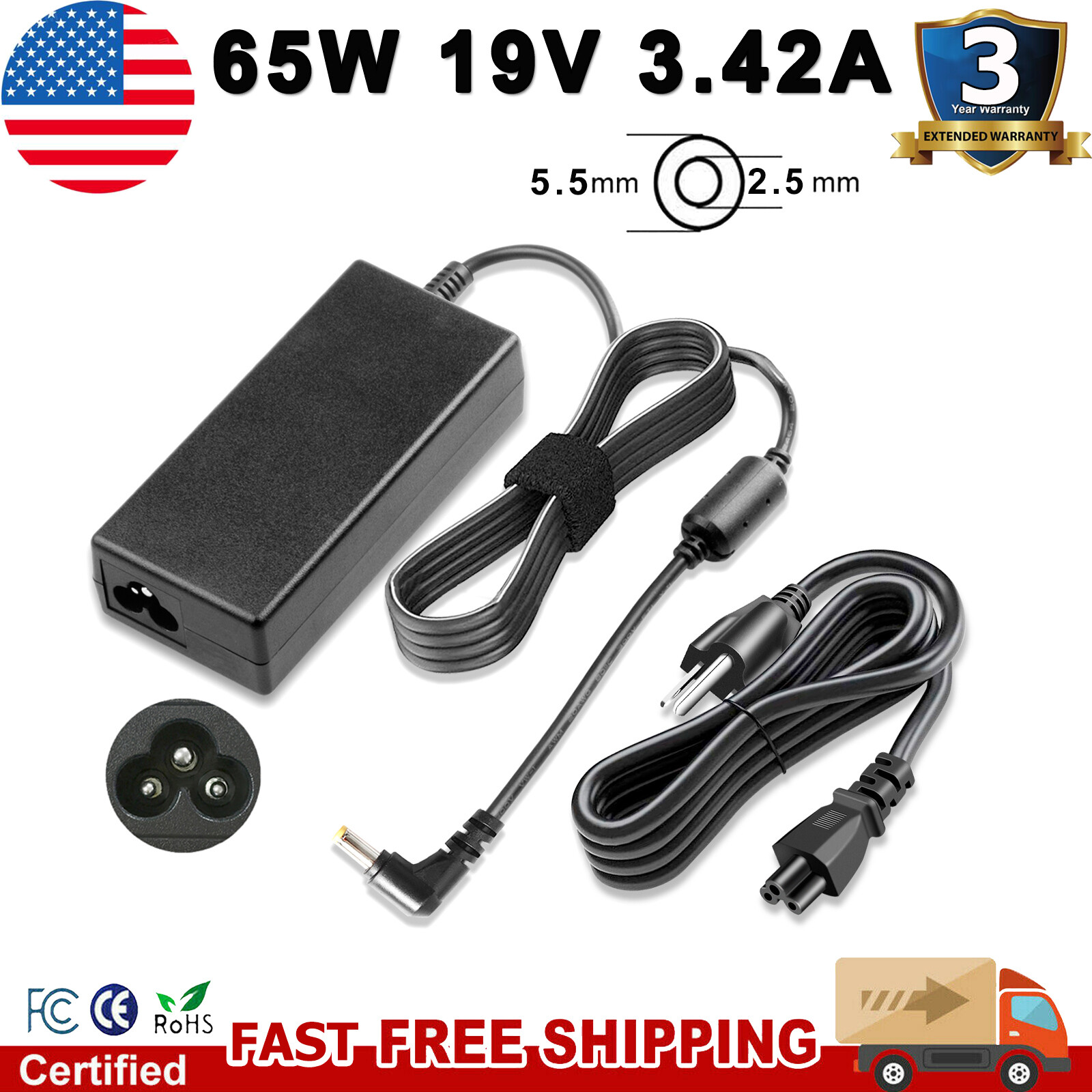 For Getac V110 F110 11.6" Rugged Tablet PC AC Adapter Charger Power Supply 65W